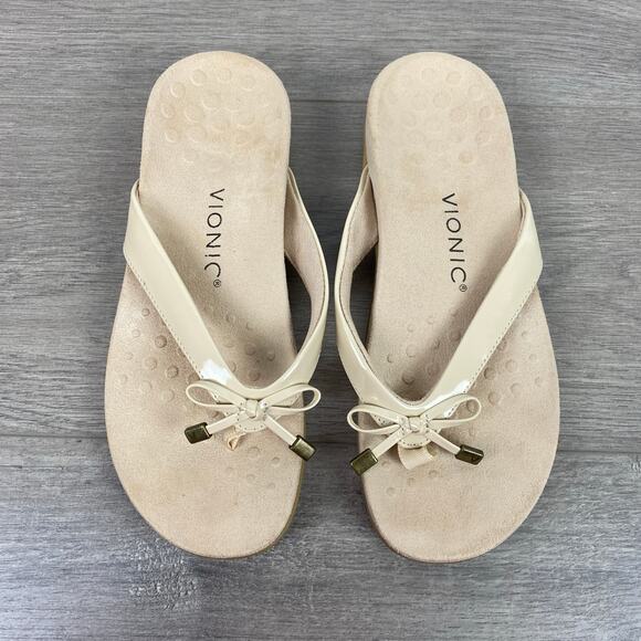 Vionic Cream Tan Bella II Thong Sandal Sz.7.5 - Picture 4 of 13